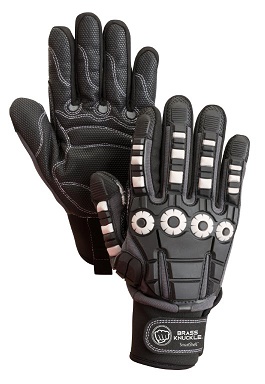 GLOVE MECHANIC IMPACT;BLACK GRAY WHITE TPR - Latex, Supported